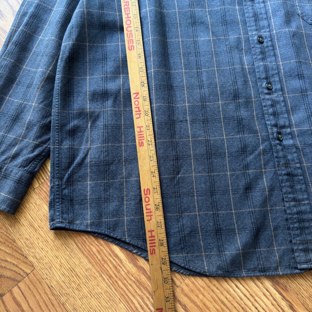 St. John's Bay Button Up Shirt Men's XL Blue Windowpane Plaid Vintage Preppy - Picture 7 of 8